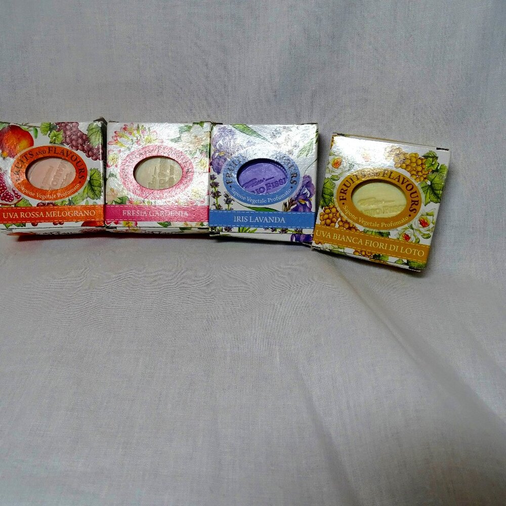 Fissi Firenze Fruits and Flavours Soaps Set of 4 Made in Italy NIB